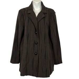 Cheryl Nash Womens Brown Chocolate Button Down Long Line Suit Jacket Blazer L